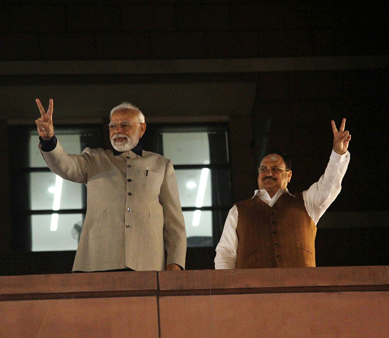 PM Modi addressing BJP workers after Gujarat landslide victory