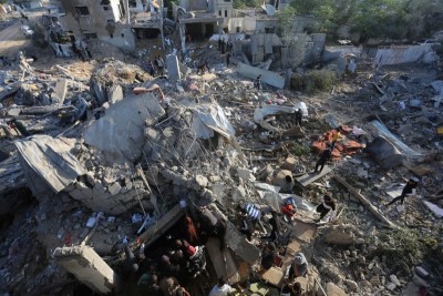 In image Israeli strike in southern Gaza