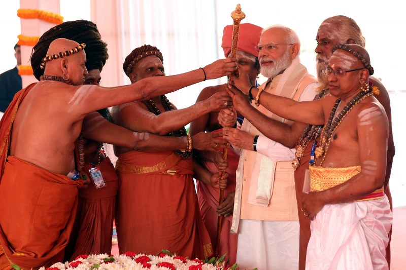 PM Modi installs 'Sengol' at new Parliament building