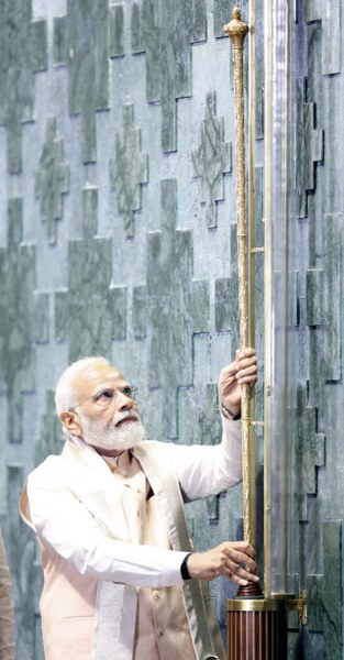 PM Modi installs 'Sengol' at new Parliament building