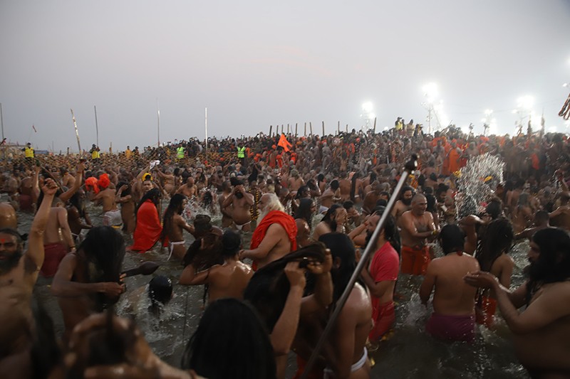 Maha Kumbh 2025: Naga sadhus steal the show on Triveni bank