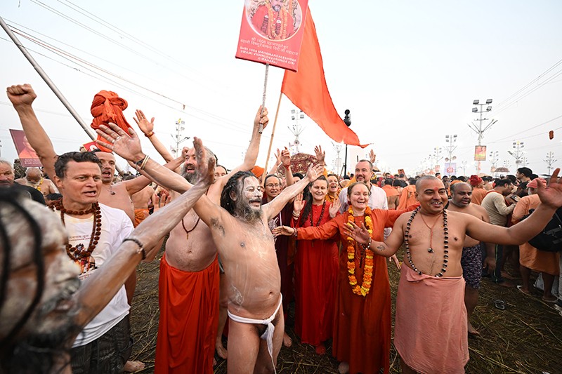Maha Kumbh 2025: Naga sadhus steal the show on Triveni bank
