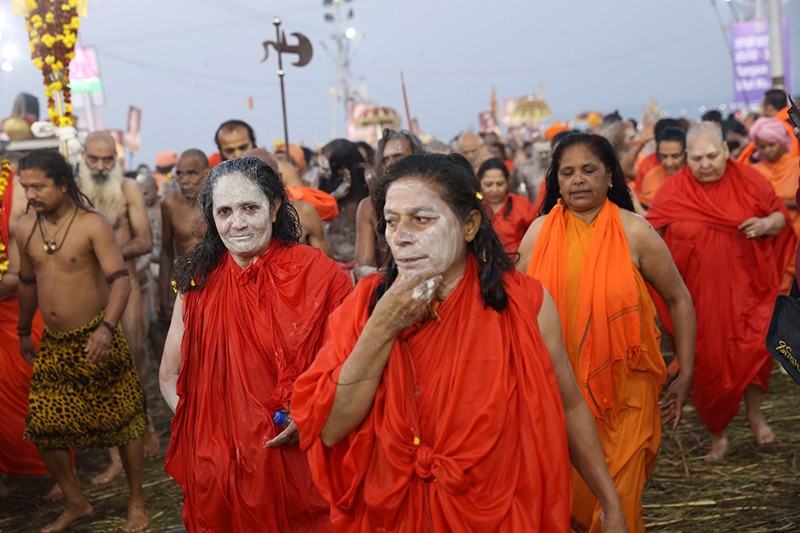 Maha Kumbh 2025: Naga sadhus steal the show on Triveni bank