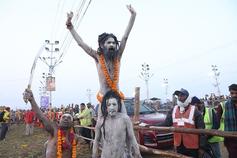 Maha Kumbh 2025: Naga sadhus steal the show on Triveni bank