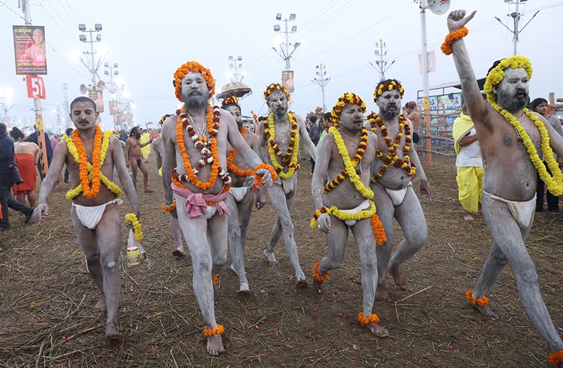 Maha Kumbh 2025: Naga sadhus steal the show on Triveni bank