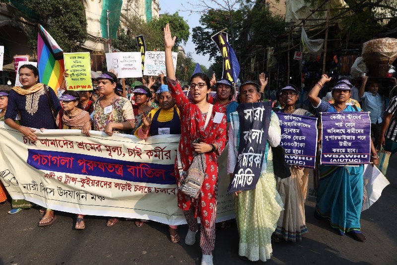 Women and transgender people march for rights in Kolkata ahead of Women's Day