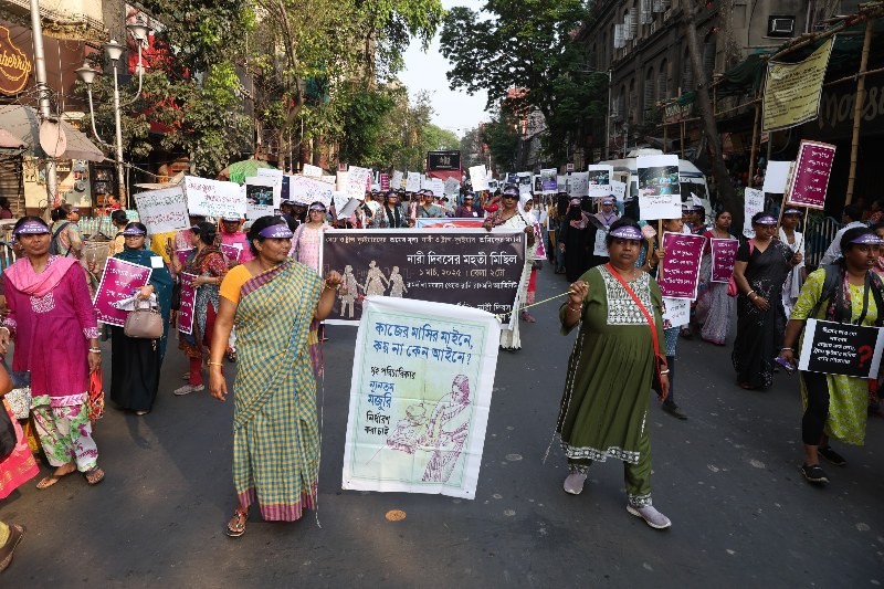Women and transgender people march for rights in Kolkata ahead of Women's Day