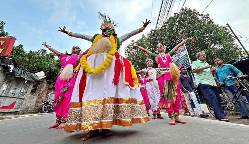 In Images: Devotees perform in north Kolkata as they proceed to fetch holy water for Jagannath Snan Yatra