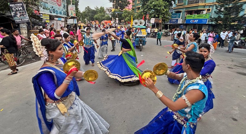 In Images: Devotees perform in north Kolkata as they proceed to fetch holy water for Jagannath Snan Yatra