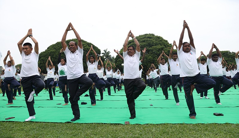 In Images: World Yoga Day - NCC cadets perform yoga at Victoria Memorial garden