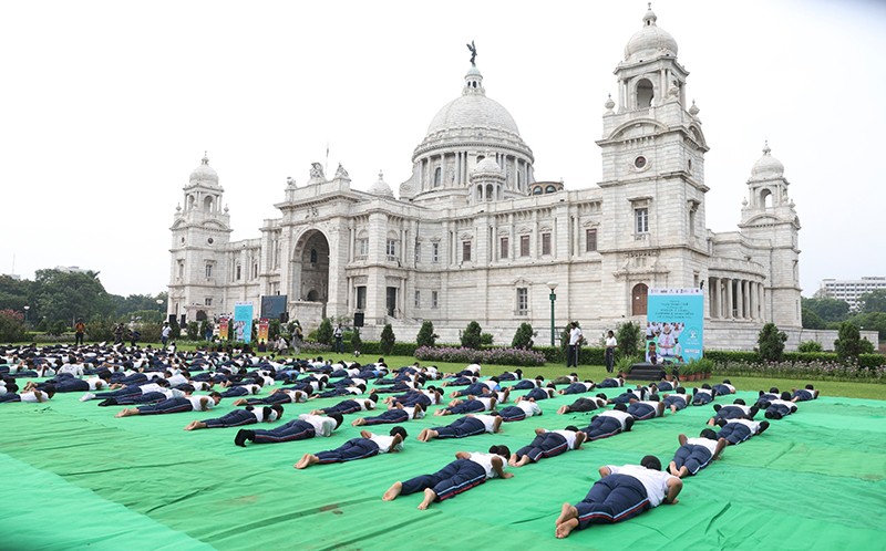 In Images: World Yoga Day - NCC cadets perform yoga at Victoria Memorial garden