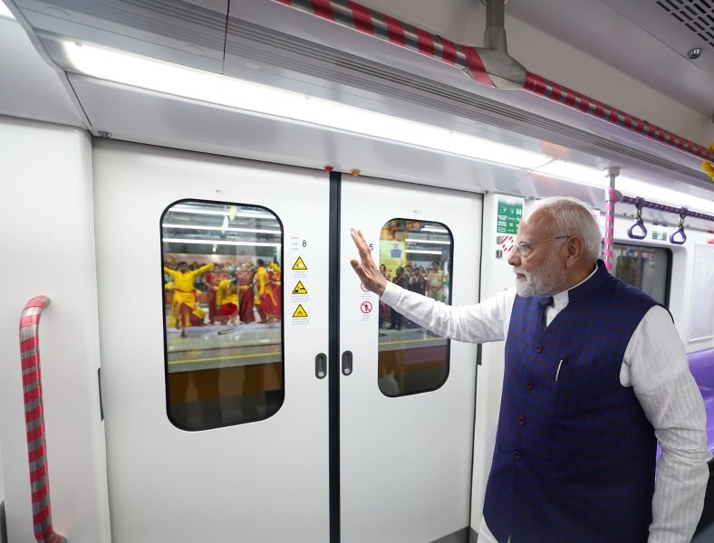 In images: PM Modi undertakes metro ride after inaugurating three new routes in Kolkata