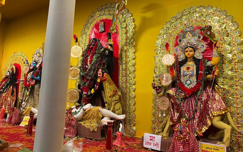 In Images: Pancha Kali worshipped in a pandal in Jadavpur, Kolkata
