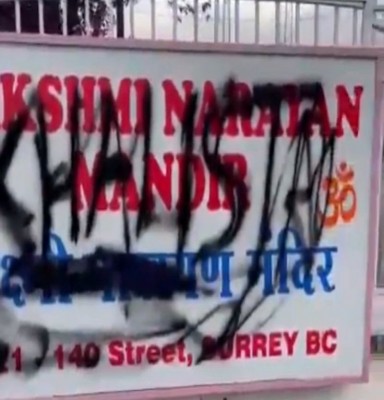 Hindu Temple vandalised in Canada with pro-Khalistan graffiti