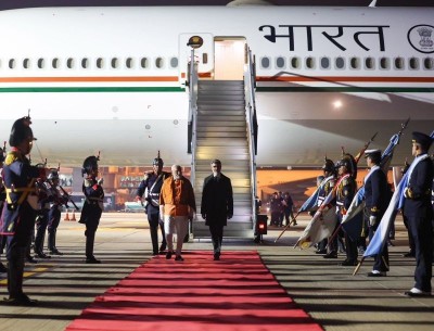 PM Narendra Modi lands in Argentina for the third-leg of his five-nation tour, eager to meet President Milei