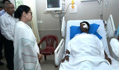 Mamata Banerjee visits hospitalised BJP MP Khagen Murmu who was attacked during visit to flood-hit areas of Bengal