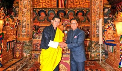 Kiren Rijiju arrives in Bhutan to lead delegation for return of sacred Buddha relics