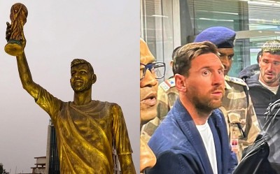 Messi fever grips Kolkata as football icon unveils 70-foot statue, meets Shah Rukh Khan