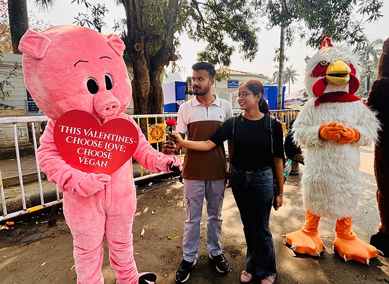 In Images: Love gets a vegan twist as activists hit the streets