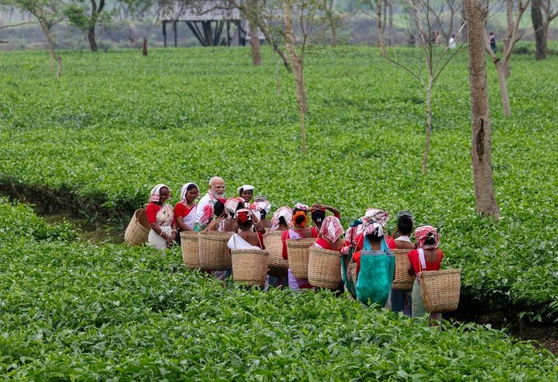 In Images: PM Modi connects with women tea workers in Assam’s Dibrugarh