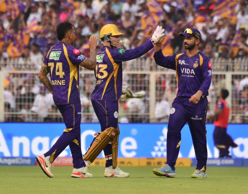 In Images: KKR ​battle​ RR at Eden Gardens as ​they ​hunt for first season win