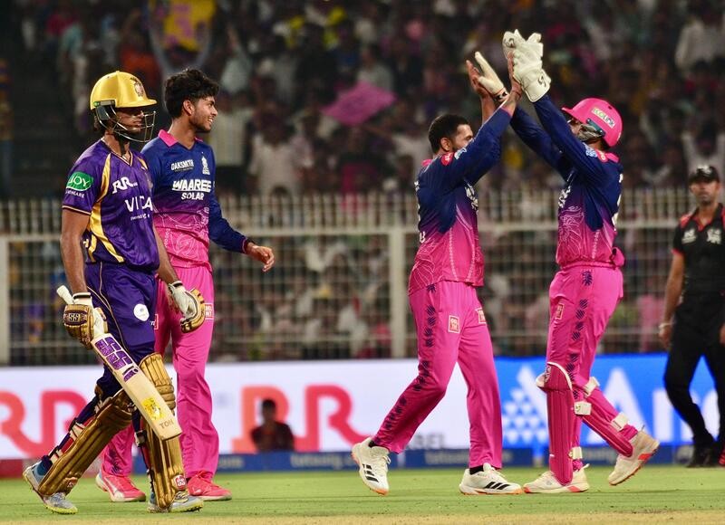 In Images: KKR ​battle​ RR at Eden Gardens as ​they ​hunt for first season win