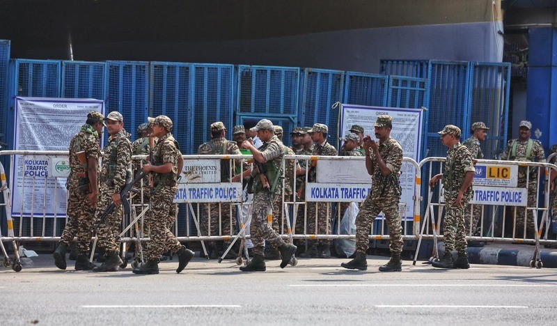 In Images: Armoured vehicle stands guard outside strongroom in Kolkata ahead of counting day