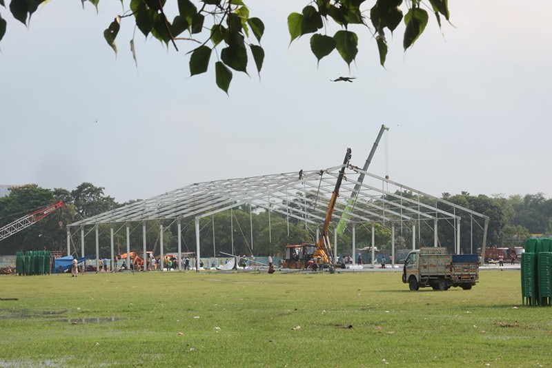 BJP swearing-in preparations underway at Kolkata's Brigade Parade Ground