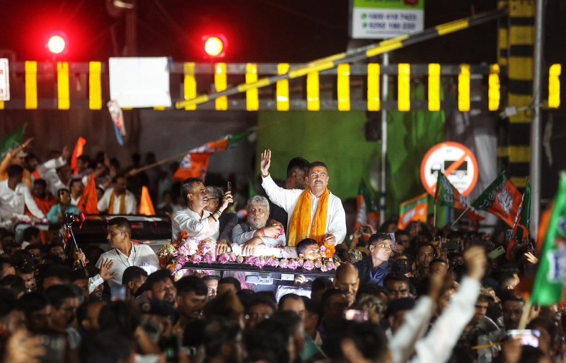 In Images: CM Suvendu Adhikari leads victory rally in Bhabanipur after historic Bengal win