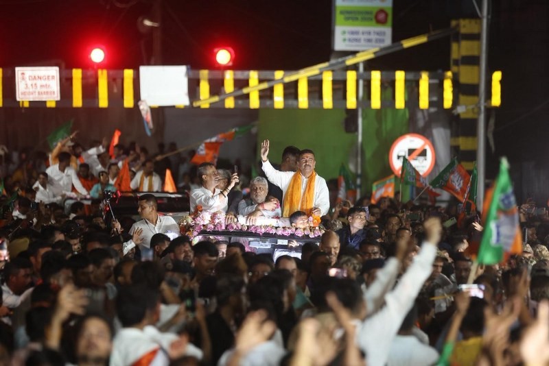 In Images: CM Suvendu Adhikari leads victory rally in Bhabanipur after historic Bengal win