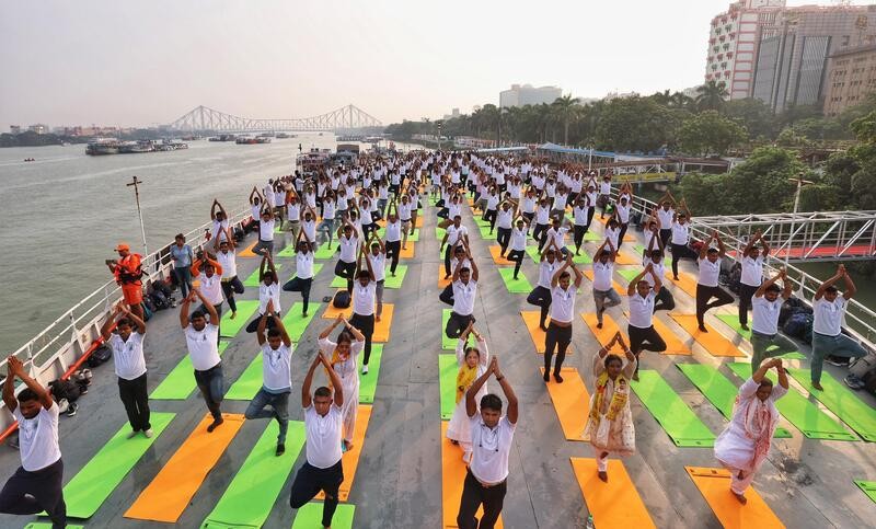 In Images: PM Modi performs yoga at Kolkata's Red Road on International Yoga Day 2026