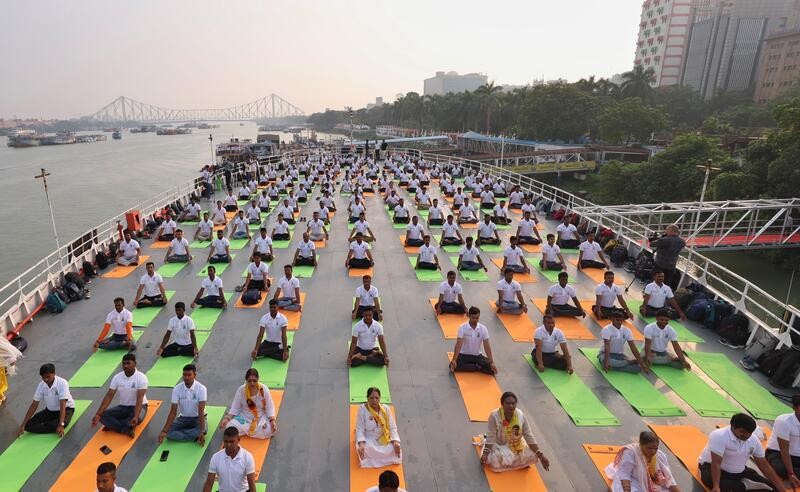 In Images: PM Modi performs yoga at Kolkata's Red Road on International Yoga Day 2026