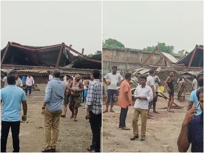 Rescue teams race to save workers trapped after Taratala warehouse roof collapsed during construction.