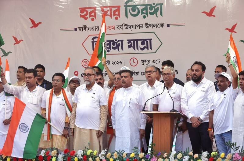 In Images: CM Suvendu Adhikari leads Tiranga Yatra in Kolkata