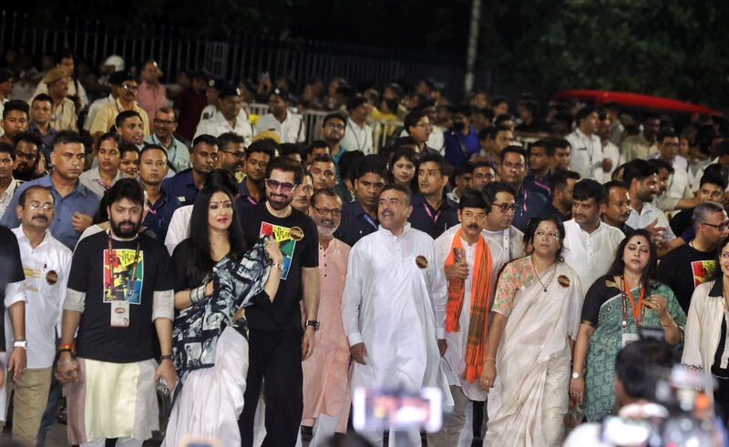 In Images: Suvendu Adhikari joins Tollywood stars to celebrate Uttam Kumar’s birth centenary in Kolkata