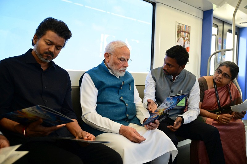 In Images: PM Modi takes Chennai Metro ride with Tamil Nadu CM Vijay