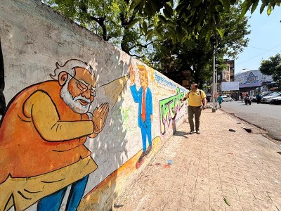 In Images: TMC’s wall paintings turn Bengal streets into election battleground