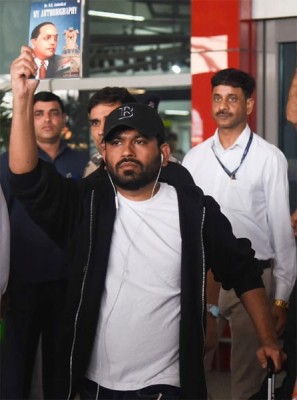 In Images: Cockroach Janta Party founder Abhijeet Dipke arrives in New Delhi for Jantar Mantar protest