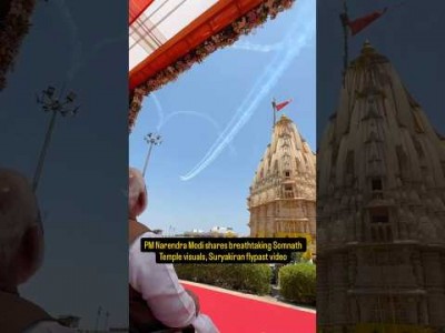 PM Modi shares breathtaking Somnath Temple visuals, Suryakiran flypast