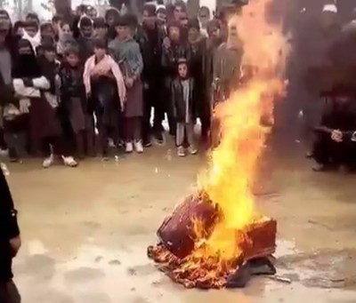 Taliban burns down musical instruments of local musicians in Afghanistan, video goes viral