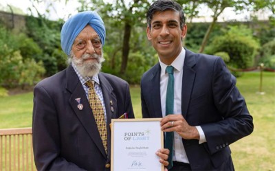 British PM Rishi Sunak presents points of Light Award to Sikh World War II veteran