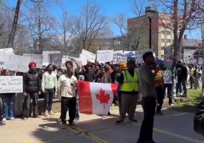 Indian students protest against Canadian govt's new immigration policy amid fears of deportation