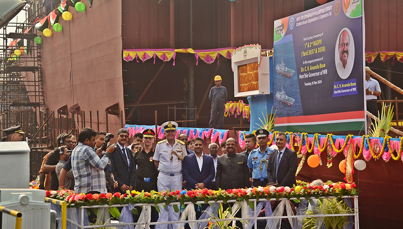 Senior Indian Navy, Indian Army and Indian Airforce officials were present at the GRSE keel laying ceremony of NGOPVs. Photo by Avishek Mitra/IBNS