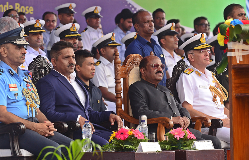 GRSE Managing Director Cmde P R Hari with West Bengal Governor C.V. Ananda Bose at the ceremony. Photo by Avishek Mitra/IBNS