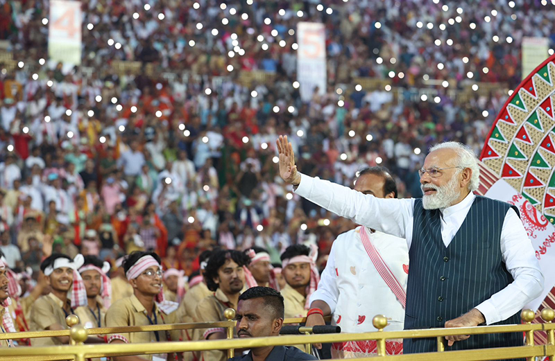 PM attends the Bihu celebrations, in Guwahati on April 14, 2023. PM attends the Bihu celebrations, in Guwahati on April 14 (PIB)