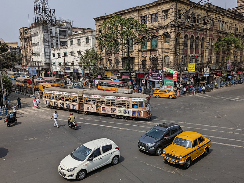 Tram plying from Esplanade in downtown Kolkata