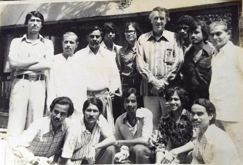 Dr. Probal Roy ( sitting 2nd from left) with other members of Kumaun Himalayan Expedition 1977 of Himalayan Association during handing over of national & Association flags by Sir Edmund Hillary.