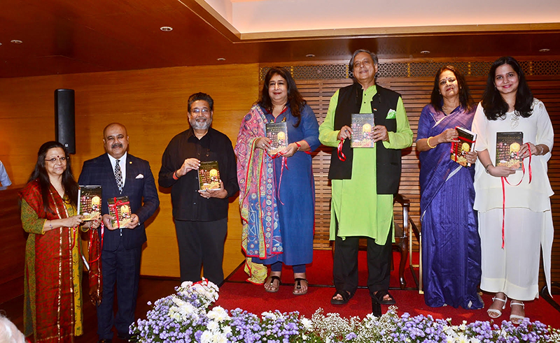 Tharoor releases his latest book in the presence of dignitaries like Harsh Neotia and PKF women functionaries. Photo credit: PKF