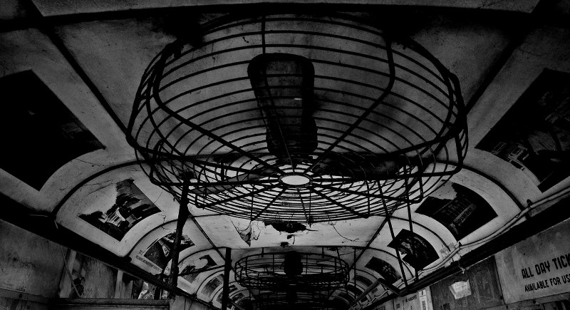 The signature ceiling fan of a Kolkata tram. Photo by Avishek Mitra