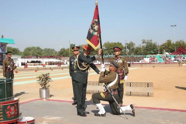 Army Chief gives away 'President's Standards' to 50 and 84 Armoured Regiments 